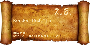 Kordos Beáta névjegykártya