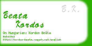 beata kordos business card
